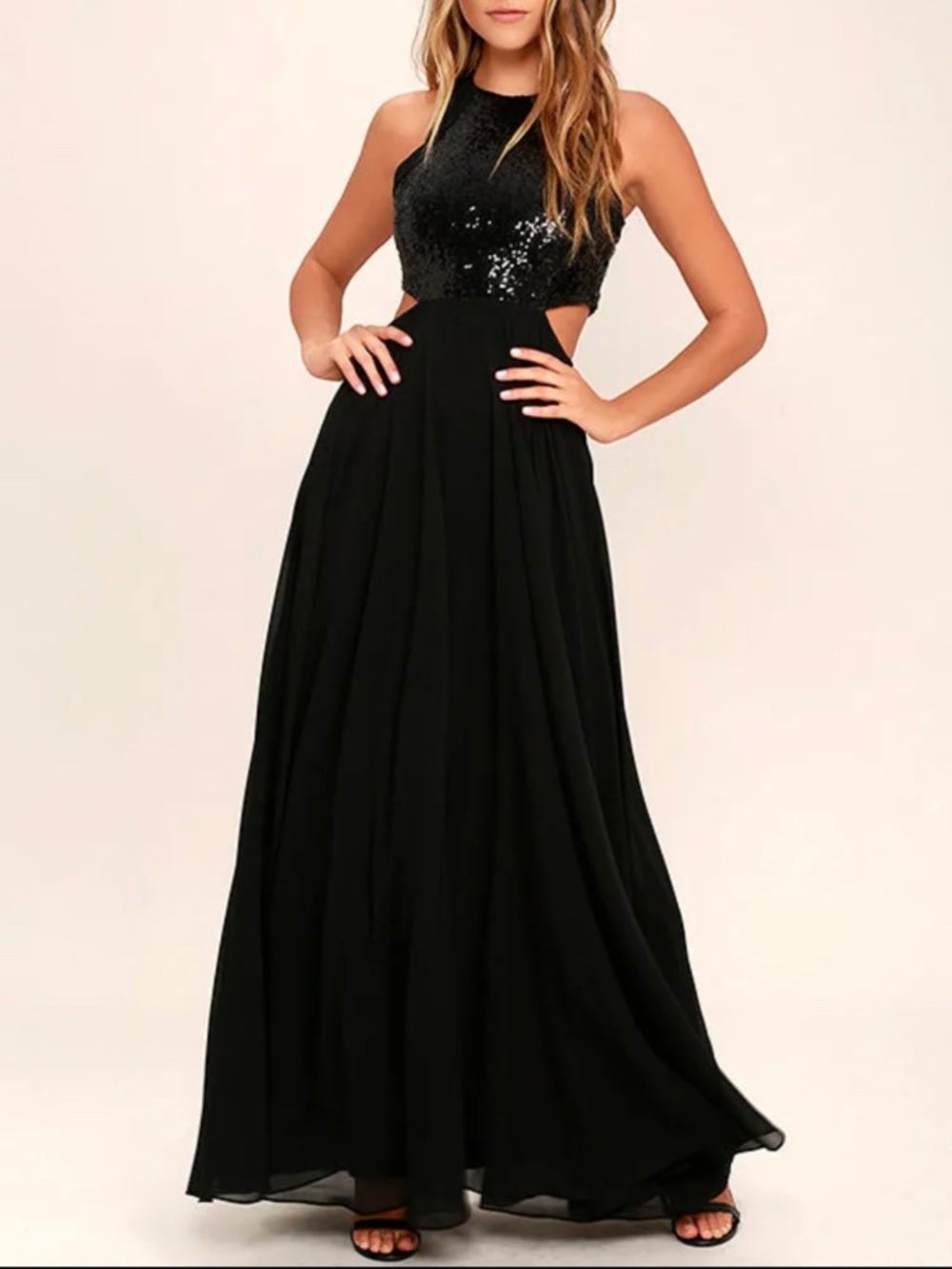 Lulus Women’s Nothin But Love Black Sequin Maxi Dress